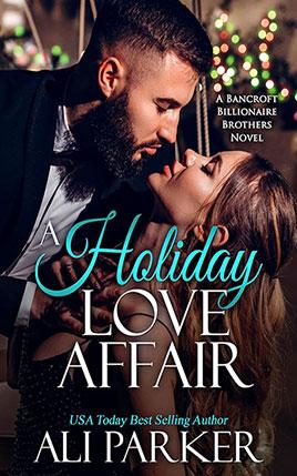 A Holiday Love Affair by author Ali Parker book cover.